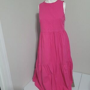 J. Crew size 4 dress pink pleated lining crew neck cap sleeve zip pockets flaw